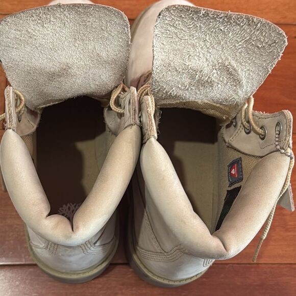 Timberland ReBOTL Off-White Tan Leather Lace-Up Waterproof Work Boots 5.5 Men’s - Picture 7 of 10